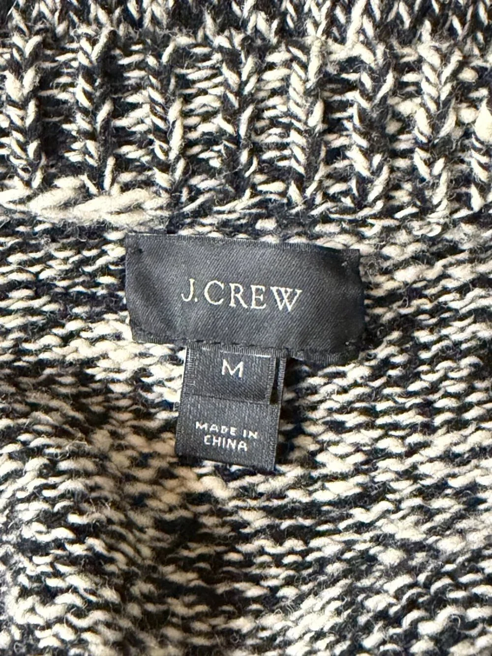J Crew Wool Blend Crewneck Sweater Geometric Mens Gray Black M